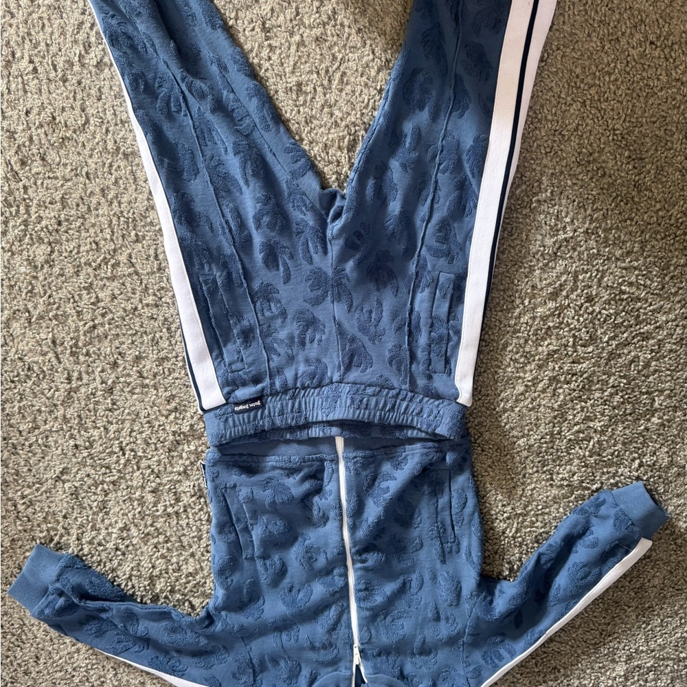 Palm Angels Navy Blue Track Pants with White Stripes
